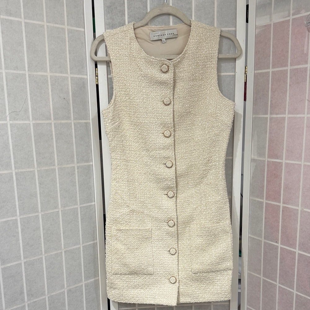 Endless Rose Sleeveless Tweed Mini Dress Size S - Picture 3 of 12